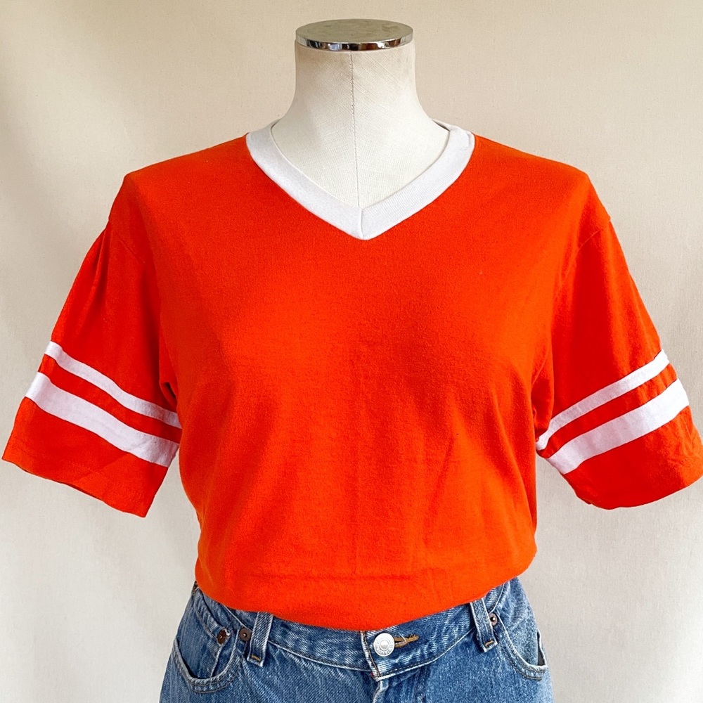 Vintage Orange and White Soccer T-shirt